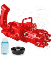 VGRASSP 8 Hole Electric Gatling Bubble Gun for Kids with Soap Solution Indoor and Outdoor Toys for Toddlers Bubble Launcher Machine for Girls and Boys