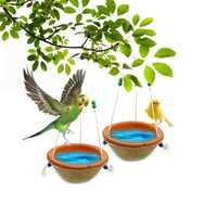 Jainsons Earthenware Water Feeder Hanging Bowl for Birds for Garden, Home and Balcony Jute Will Keep Water Cold (2 pcs)

