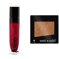 Wet n Wild MegaLast Liquid Catsuit Lipstick - Missy and Fierce with free Color Icon Eyeshadow Glitter single - Brass, Matte Finish