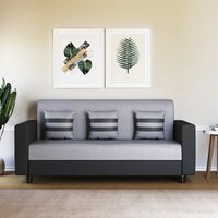 Casacomfort Lifestylia 3 Seater Fabric Sofa Set for Living Room (Light Grey-Black)