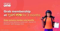 Swiggy One Membership Rs 79 For 3 Months - user specific