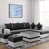 Blisscraft Urbanoza 8 Seater Fabric RHS L Shape Sofa Set with 2 Ottomans