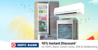 Extra 10% Instant Discount with HDFC Bank Credit Cards, Net banking (including EMI Transactions) on select products in the Appliances category.