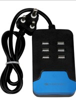 ZEBRONICS ZEB-PS160L USB Power Strip with 6 USB Ports, Smart Design for Faster Charging and LED Light, Black