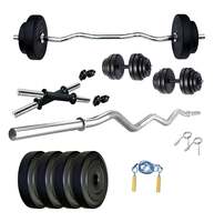 Protoner Home Gym 12 kgs, 3 kg x 4 Plates, 1 x 3 feet bar,2 x Dumbbell rods and Skipping Rope