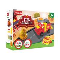 Funskool FUNDOUGH FIRE Rescue Pretend Play Toy Playset for 3 Years, Shaping,Cutting and Moulding Dough Set, Multi Colour