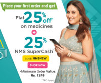 Netmeds - Flat 25% OFF + 25% NMS SuperCash [ONLY FOR NEW USERS]