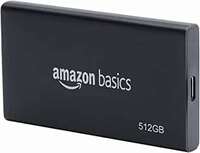 AmazonBasics Portable SSD 512GB, External SSD, USB 3.2 Gen 2x2, USB-C, Read Speed up t o 2000MB/s