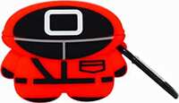 GadgeTEQ New Cute Design Cases Compatible with Apple Airpods 3rd Generation Case Cover 2021, Full-Body Protective Case Shockproof Skin Cover Men Women with Carabiner Case (Squd Game), red