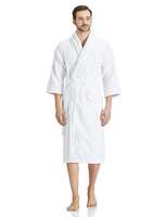 Amazon Brand - Solimo 100% Cotton Unisex Bathrobe, Brilliant White, Large, Set of 1
