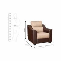 HomeTown Alfred Fabric & Leatherette Single Seater Sofa in Brown Colour