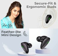 PTron Bassbuds B21 Bluetooth 5.2 Truly Wireless TWS Earbuds with mic, Immersive Sound, Stereo Calls, 24Hrs Playtime, Lightweight Headphones, Touch Control, Voice Assistance & IPX4 (Black)