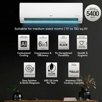 LG 1.5 Ton 5 Star AI DUAL Inverter Split AC (Copper, Super Convertible 6-in-1 Cooling, HD Filter with Anti-Virus Protection, 2023 Model, RS-Q19YNZE, White)