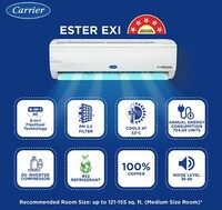 Carrier 1.5 Ton 5 Star AI Flexicol Inverter Split AC (Copper, Convertible 6-in-1 Cooling,Dual Filtration with HD & PM 2.5 Filter, Auto Cleanser, 2023 Model,ESTER Exi -CAI18ES5R33F0 ,White)