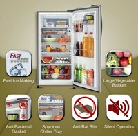 LG 201 L 3 Star Direct-Cool Single Door Refrigerator (GL-B211HPZD, Shiny Steel, Fast in Ice Making)