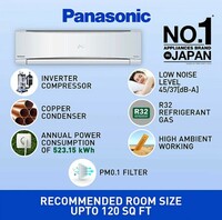 Panasonic 1 Ton 5 Star Wi-Fi Inverter Smart Split AC (Copper Condenser, 7 in 1 Convertible with additional AI Mode, 4 Way Swing, PM 0.1 Air Purification Filter, CS/CU-NU12YKY5W,2023 Model, White)