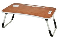 Amazon Basics Multipurpose Foldable Laptop Table with Cup Holder, Brown
