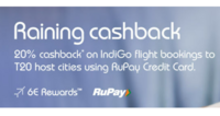 Go Indigo-Get 20% Cashback on Flights Bookings to Select Cities