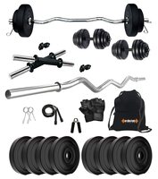 Kore PVC 10-40 Kg Home Gym Set with One 3 Ft Curl and One Pair Dumbbell Rods with Gym Accessories
