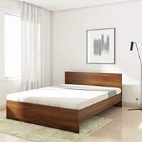 Solimo Medusa Engineered Wood Queen Size Bed Without Storage - (Walnut Finish_Brown) [5% Coupon]