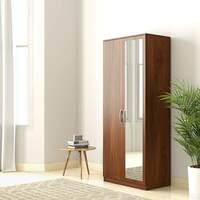 Solimo Medusa 2 Door Engineered Wood Wardrobe with Full Mirror (Walnut finish)
