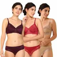 PIBU Bra & Panty Set for Women Ll Ladies and Girls Lingerie Set of 3