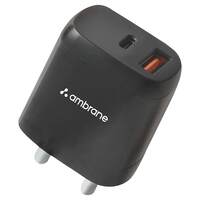 [Lowest] Ambrane 20W USB Dual Port BoostedSpeed Charger with Power Delivery & Quick Charge