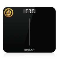 beatXP Gravity Elite Digital Weighing Scale for Body Weight with 6 mm Thick Tempered Glass | Electronic Weight Machine with High Precision Sensors & Backlit LCD Panel | 24 Months Warranty (Black)