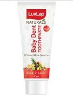 Luv Lap Naturals 100% Natural Baby Toothpaste 50g, Bubble Fruit Flavour, SLS & Fluoride Free Kids Toothpaste, Removes Plaque, Prevents Bacteria, Ensures White Teeth, Neutral pH, 12M+