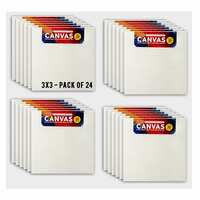 anupam Cotton Canvas Board for Painting (24, 3"x3"), White (at-APCB_P24_3x3)