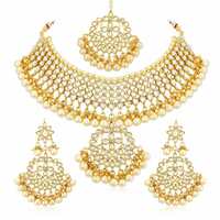 Sukkhi Trendy Kundan Gold Plated Wedding Jewellery Pearl Choker Necklace Set for Women (N73544)