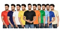 InkTees 
Pack of 10 Men Solid Round Neck Multicolor T-Shirt