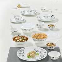 Larah by Borosil Luna Silk Series Opalware 35 Pieces Dinner Set Opal Glass Dinner Plates & Bowls [Rs.200 Coupon]