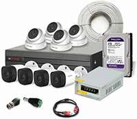 CP Plus 5MP Night Vision Dome Camera (4 Pcs), 5MP Night Vision Outdoor Bullet Cameras (4 pcs), 8CH DVR Without HD, 8CH Power Supply, 90MT Co-axial Cable, 2TB Hard Disk , HDMI Cable, BNC & DC