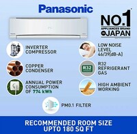 Panasonic 1.5 Ton 5 Star Wi-Fi Inverter Smart Split AC (Copper Condenser, 7 in 1 Convertible with additional AI Mode, 4 Way Swing, PM 0.1 Air Purification Filter, CS/CU-NU18YKY5W,2023 Model, White)
