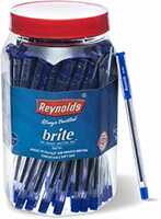 Reynolds BRITE BP 50 CT JAR, BLUE I Lightweight Ball Pen With Comfortable Grip for Extra Smooth Writing I School and Office Stationery 