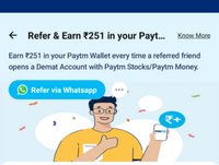 Refer your friends and win ₹ 251 in your Paytm wallet upon each successful demat account opening with Paytm Money.