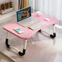 FurniGully Wood Portable Laptop Table  (Finish Color - Pink, Pre Assembled)