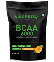 NAKPRO BCAA | Instantized 2:1:1 BCAA | 3g L-Leucine, 1.5g L-Isoleucinem, 1.5g L-Valine with Creatine helps in High Workout | Post Workout Drink for Men, Women|200g powder Tangy Orange (20 Servings)