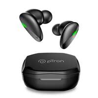 PTron Bassbuds B21 Bluetooth 5.2 Truly Wireless TWS Earbuds with mic, Immersive Sound, Stereo Calls, 24Hrs Playtime, Lightweight Headphones, Touch Control, Voice Assistance & IPX4 (Black)