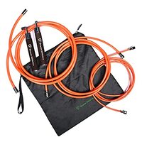 Dawon Athletics A-Star weighted skipping Ropes with interchangeable ropes. Ideal for gym, exercise and workout routine. Materials, high tensile PU cord,weighted ropes with 3 ropes 90120250g