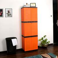 Cello Novelty Large Plastic Cupboard with lock (Orange and Brown)