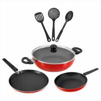 Butterfly rapid Induction base Omni Tawa, Kadai, Fry Pan & Spatulas Induction Bottom Non-Stick Coated Cookware Set (Aluminium, 7 - Piece)