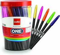 Cello One Blue Ball Pen Jar of 60 Units |Ball Pens Blue | Jar of 60 Units | Ball Pens Set for Students | Pens for Office Use | Ball Pens for Writing Pens | Best pen for Exam