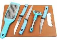 VARNIRAJ Chopping Board with Knife Set, 6 Piece Stainless Steel 