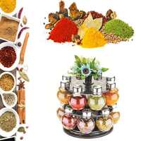 Suzec Multipurpose Revolving Plastic Spice Rack Set (16pcs) Revolve 360 Degree Which Holds 8 Bottles