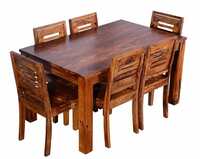 MAMTA DECORATION Sheesham Wood 6 Seater Dining Table Set in Teak Finish for Home