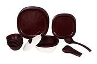 Signoraware Double Wall Square Dinner Set, 27-Pieces, Maroon