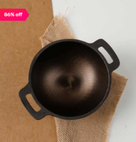 The Indus Valley Black Cast Iron 18.5 cm Non-Stick Kadai