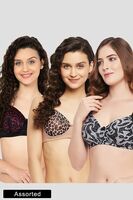 Clovia [Pack of 3] Padded Printed T-shirt Bras - Assorted